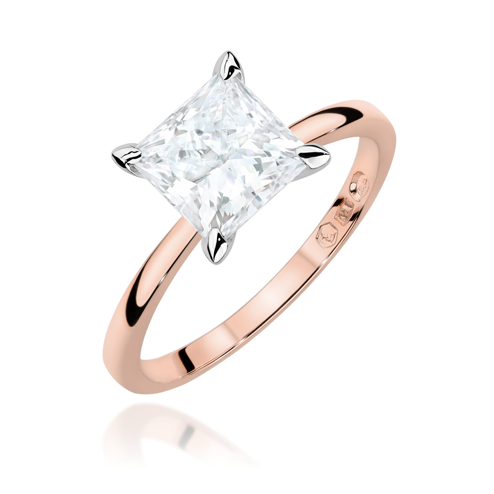 Pierścionek W0690 Diament Laboratoryjny 2,00ct różowe złoto