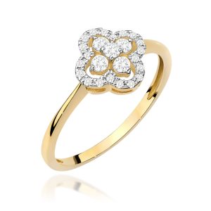 Pierścionek W0696 z diamentami żółte złoto