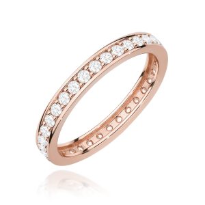 Pierścionek W0699 z diamentami różowe złoto