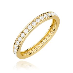 Pierścionek W0699 z diamentami żółte złoto