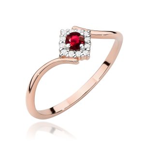 Pierścionek W0702 Rubin 0,15ct różowe złoto