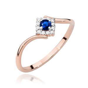 Pierścionek W0702 Szafir 0,15ct różowe złoto