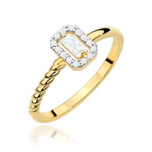 Pierścionek W0707 Diament 0,13ct żółte złoto