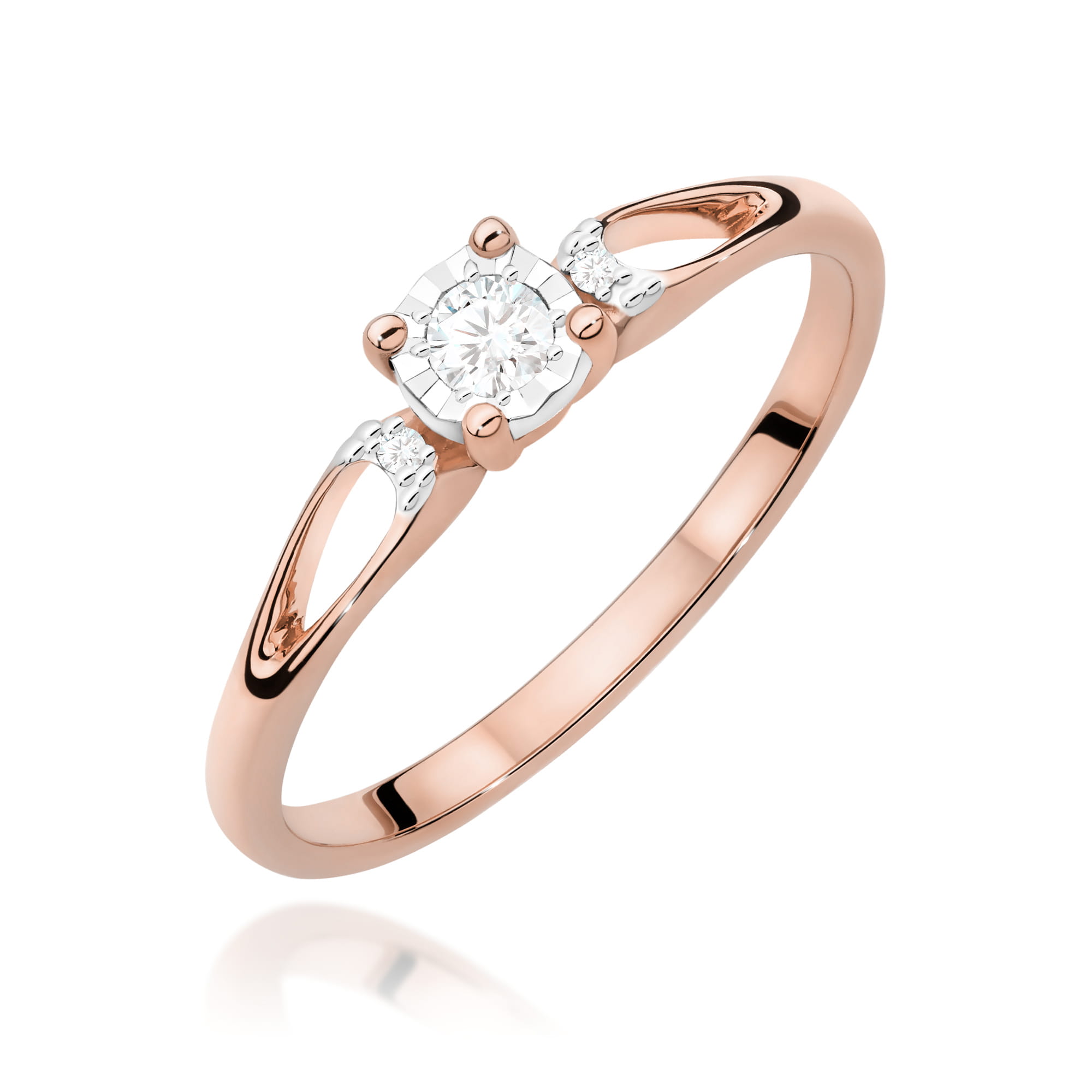 Pierścionek W0708 Diament 0,08ct różowe złoto