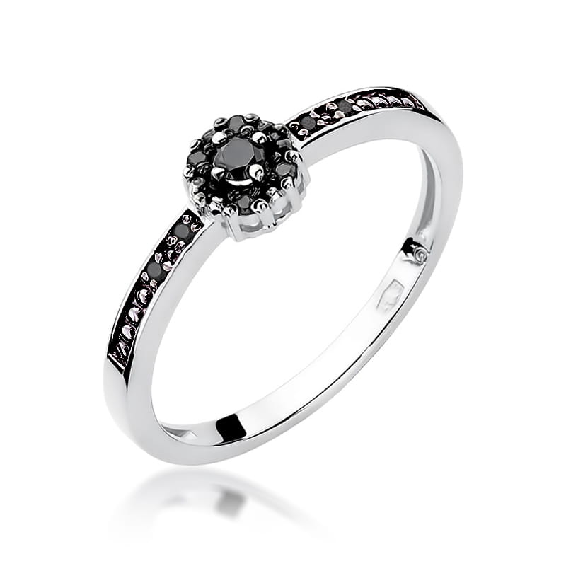 Pierścionek W0091 Czarny Diament 0,04ct białe złoto