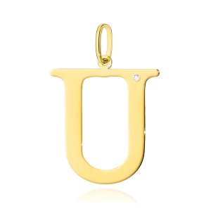 Zawieszka Z0070 Diament 0,005ct - litera U - żółte złoto